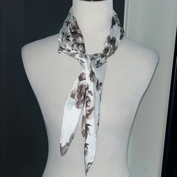 Scarf-- white brown cowboy boots roses square neck purse hair accessory - Picture 2 of 9